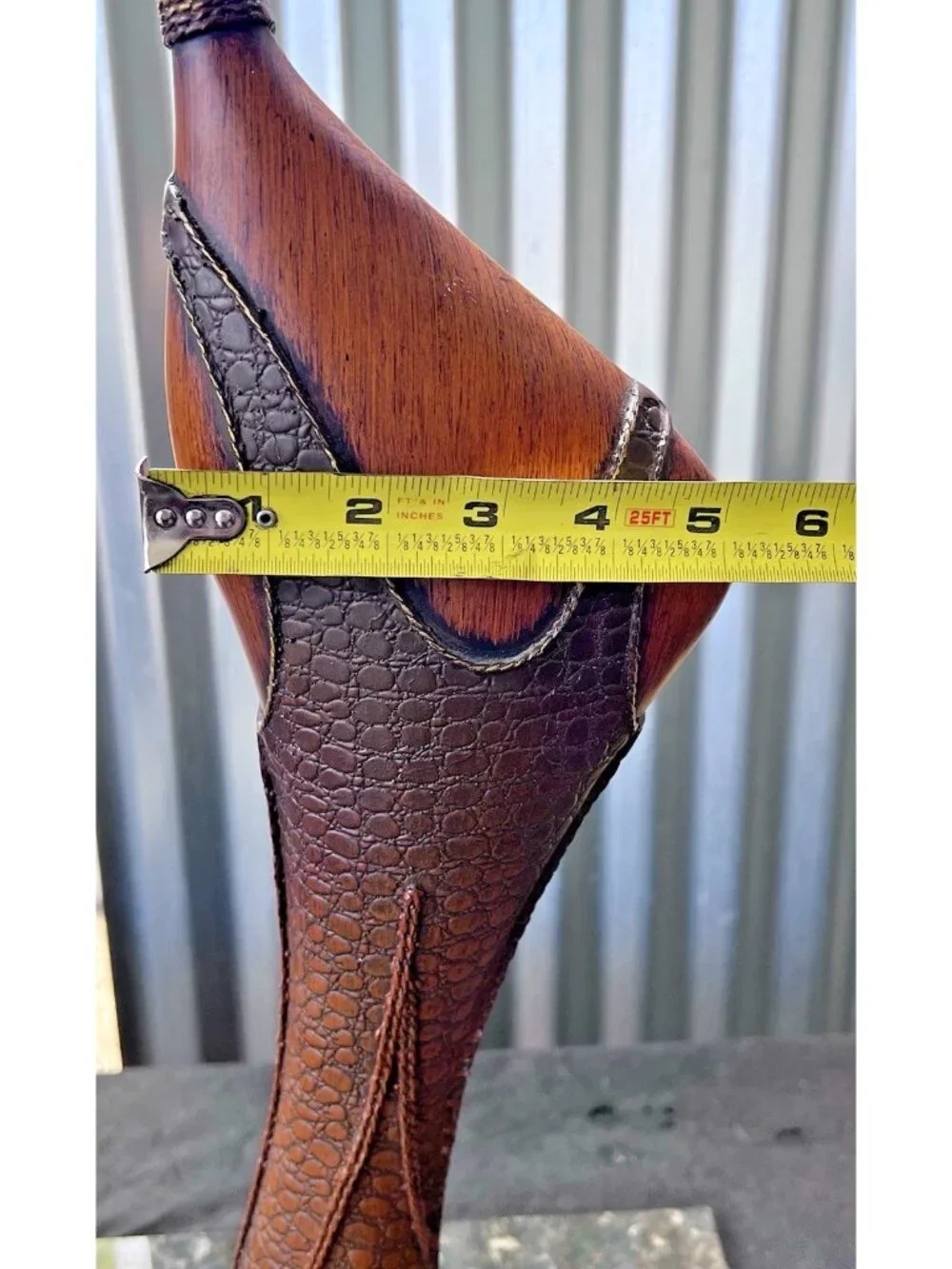 Tall Art Deco , MCM style.Wood sculpture,snake skin like wrap